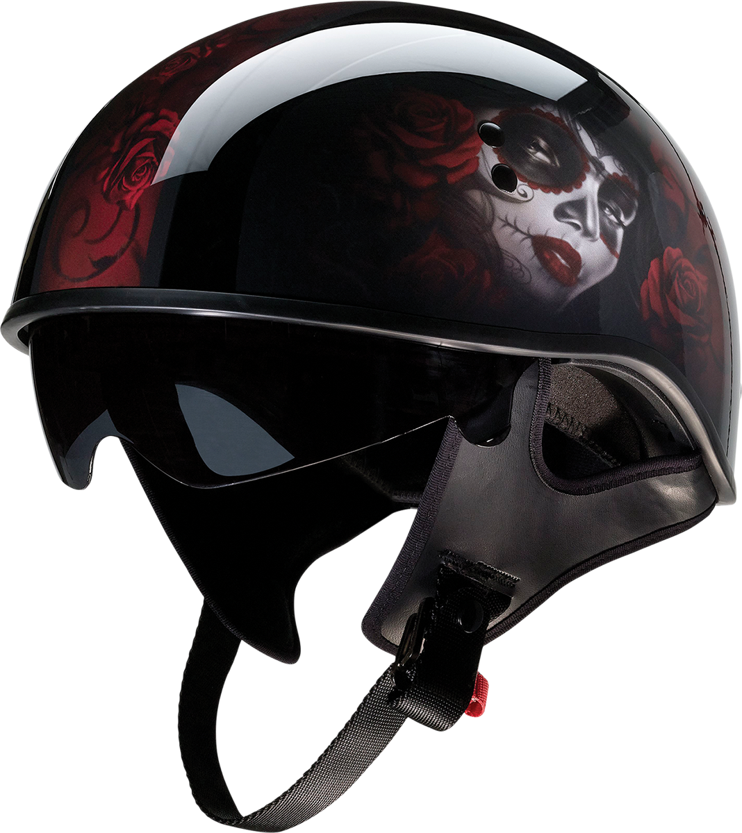 Z1R Vagrant Motorcycle Helmet - Red Catrina - Black/Red - XS 0103-1313