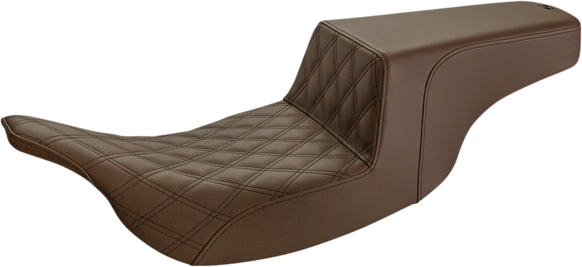 SADDLEMEN Step-Up Seat - Front Lattice Stitch - Brown 897-07-172BR