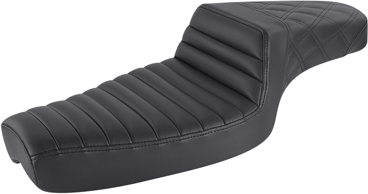 SADDLEMEN Step-Up Seat - Front Tuck-n-Roll/Rear Lattice Stitch - Black 879-03-176