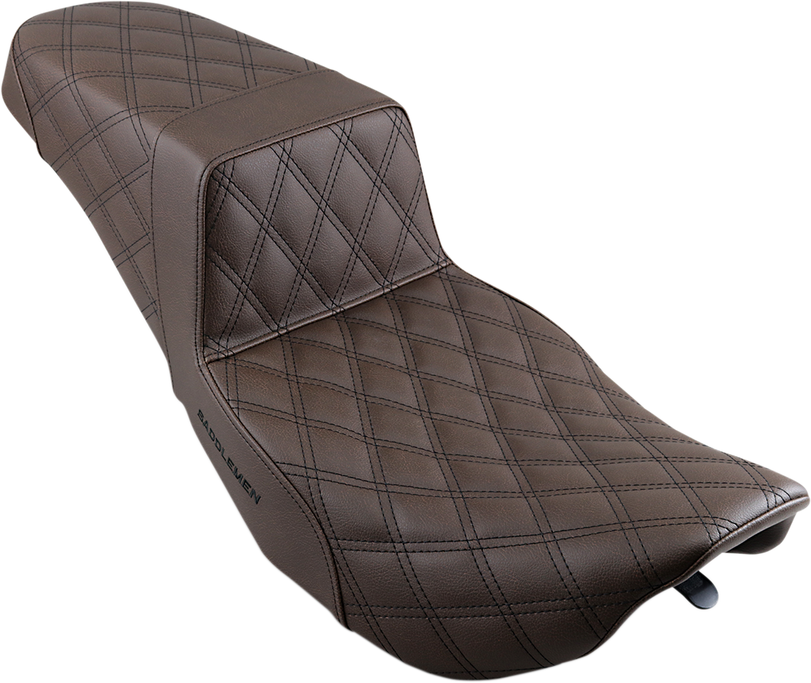 SADDLEMEN Step-Up Seat - Full Lattice Stitch - Brown 897-06-175BR