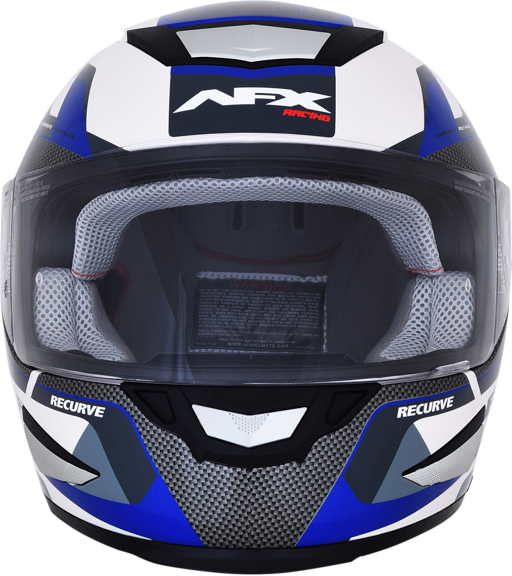 AFX FX-99 Motorcycle Helmet - Recurve - Pearl White/Blue - Large 0101-11123