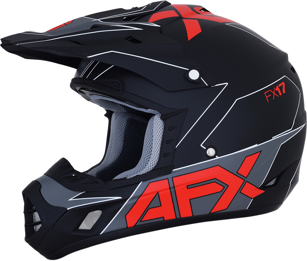 AFX FX-17 Motorcycle Helmet - Aced - Matte Black/Red - Large 0110-6486