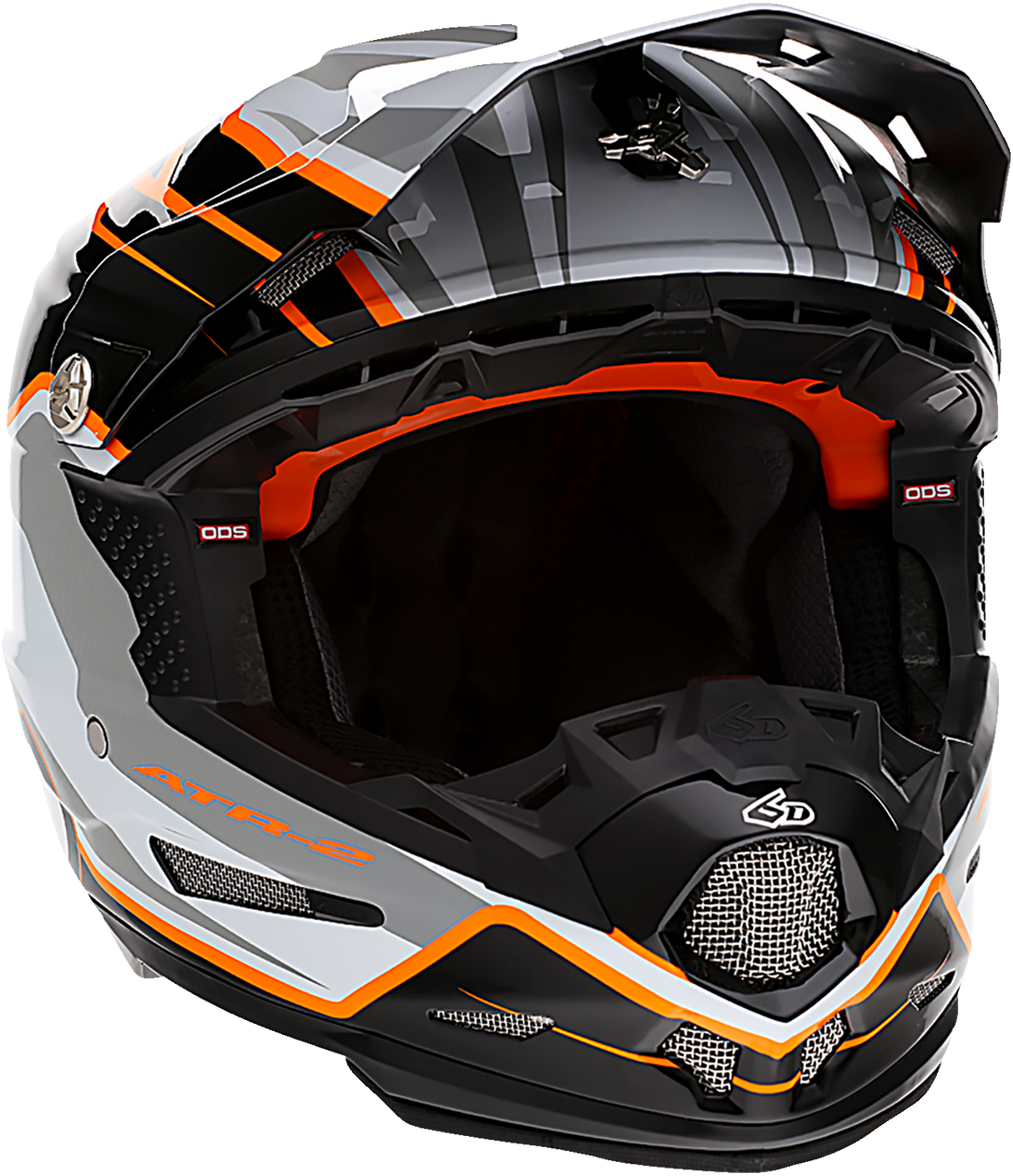 6D ATR-2 Motorcycle Helmet - Phase - White/Orange - XS 12-2824