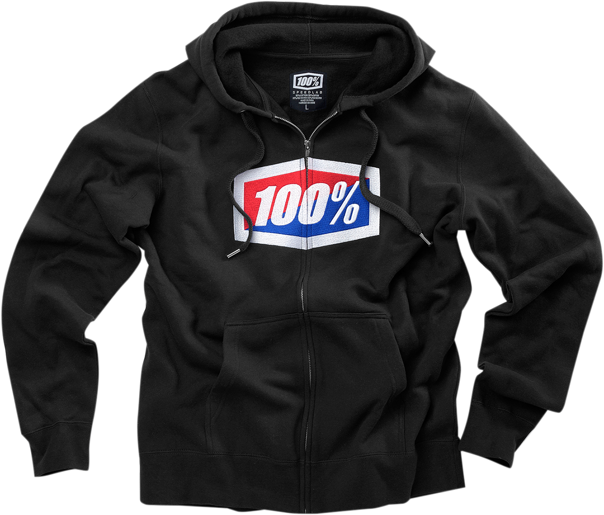 100% Official Fleece Zip-Up Hoodie - Black - Small 20032-00010