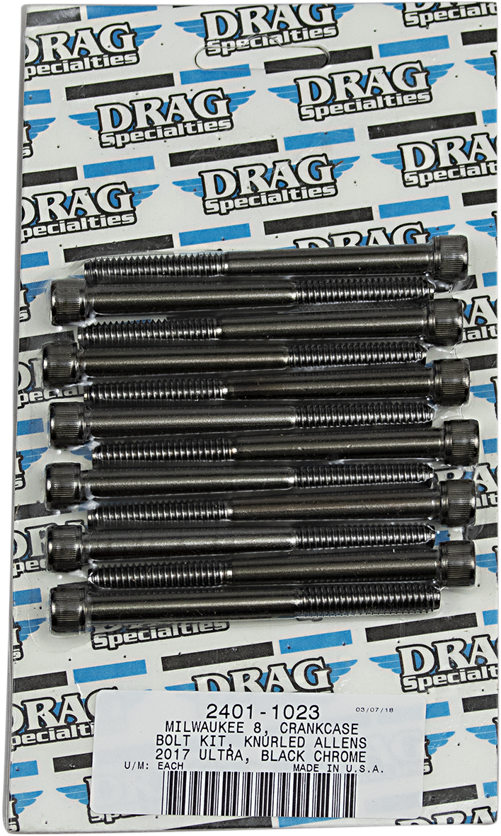 DRAG SPECIALTIES Crankcase Knurled Bolt Kit - Black/Chrome - M8 MK778BK