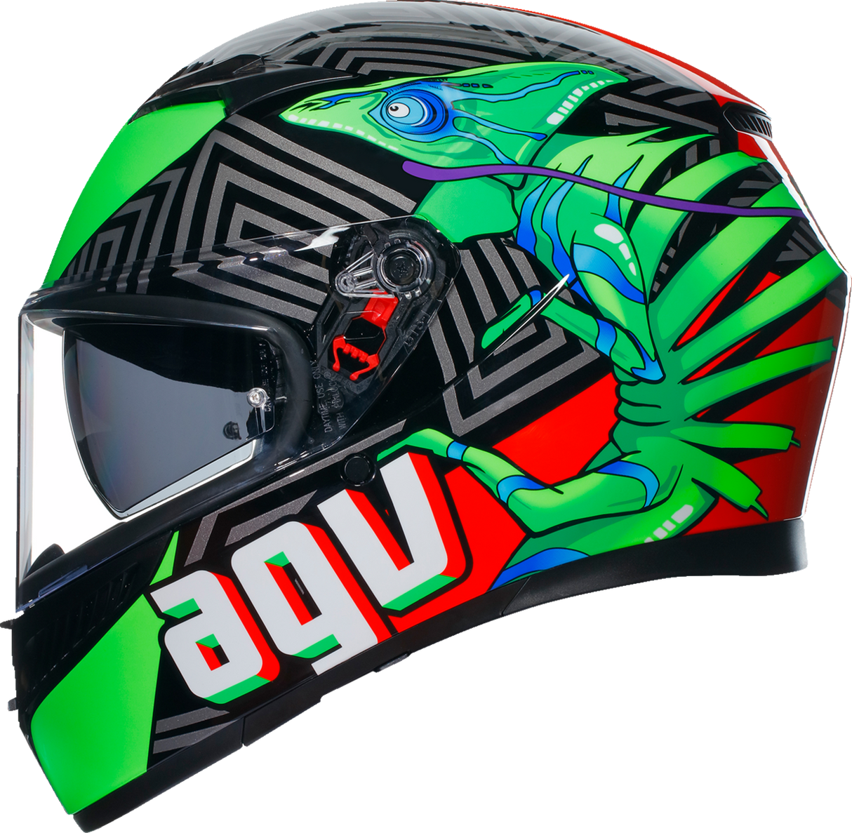 AGV K3 Motorcycle Helmet - Kamaleon - Black/Red/Green - Large 2118381004013L