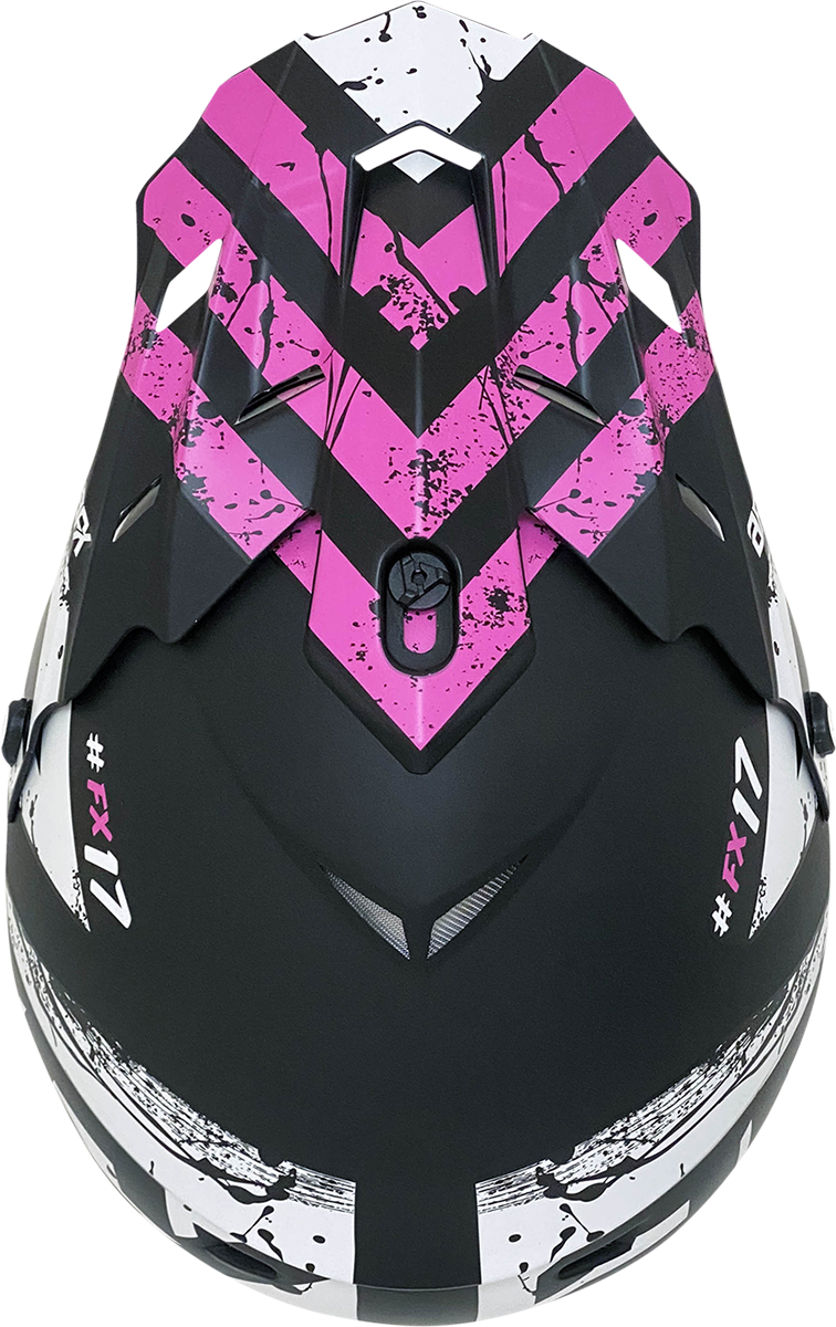 AFX FX-17Y Motorcycle Helmet - Attack - Matte Black/Fuchsia - Medium 0111-1412