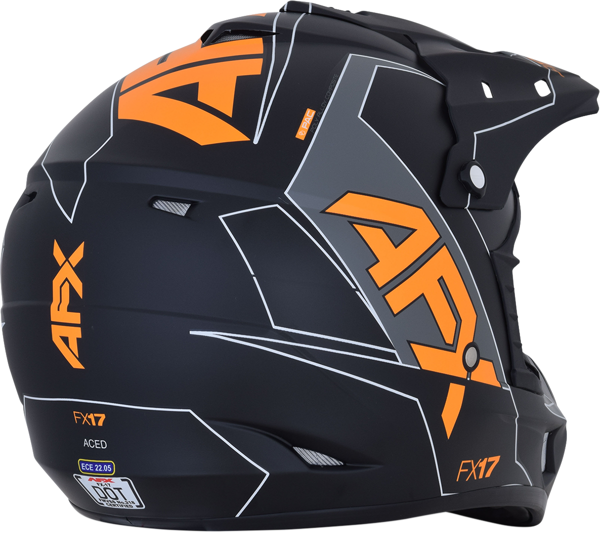 AFX FX-17 Motorcycle Helmet - Aced - Matte Black/Orange - Large 0110-6506