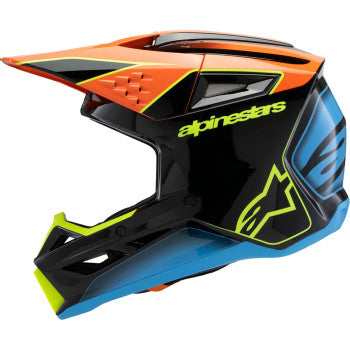 ALPINESTARS Youth SM3 Motorcycle Helmet - Fray - Gloss Black/Orange/Yellow Fluo- Large 8301625-1455-YL