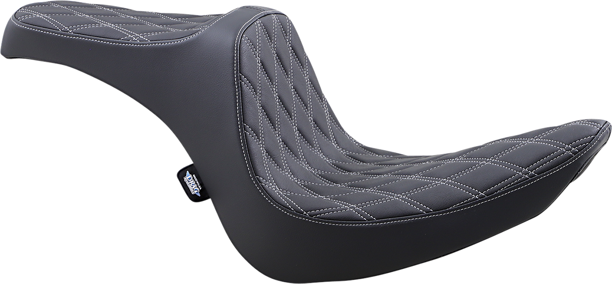 DRAG SPECIALTIES Predator III Seat - Double Diamond - Black w/ Silver Stitching - Softail '06-'17 8021439