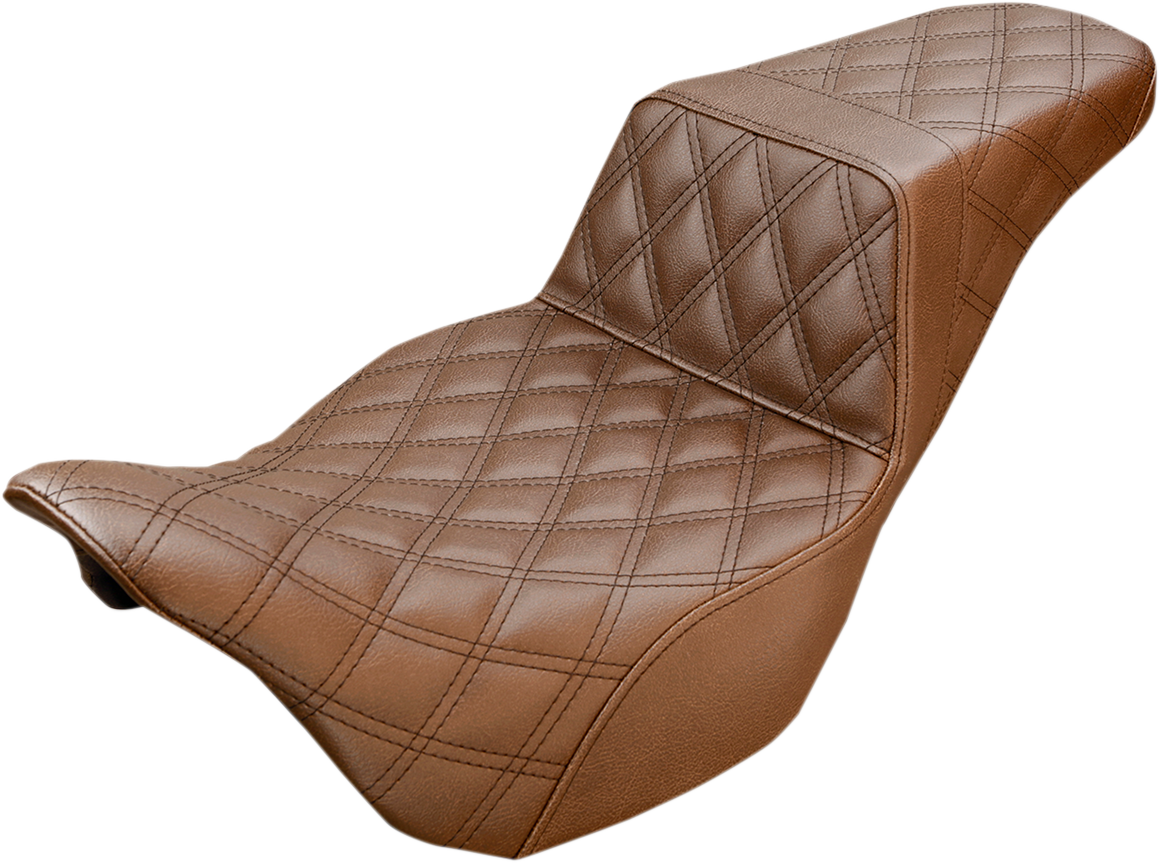 SADDLEMEN Step-Up Seat - Full Lattice Stitch - Brown - '08-'23 FL 808-07B-175BR