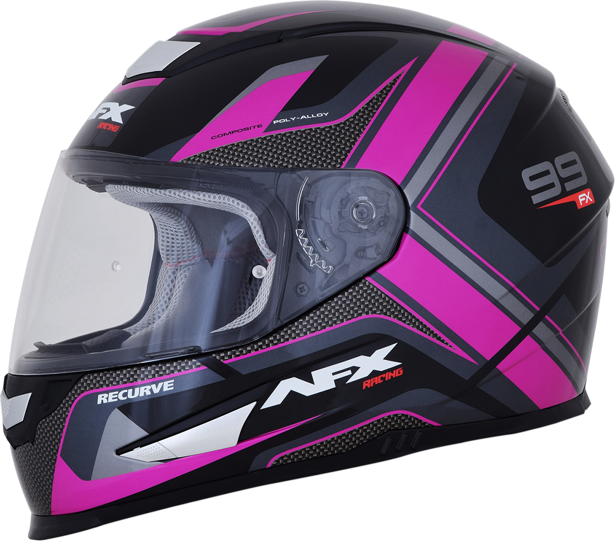 AFX FX-99 Motorcycle Helmet - Recurve - Black/Fuchsia - XS 0101-11101