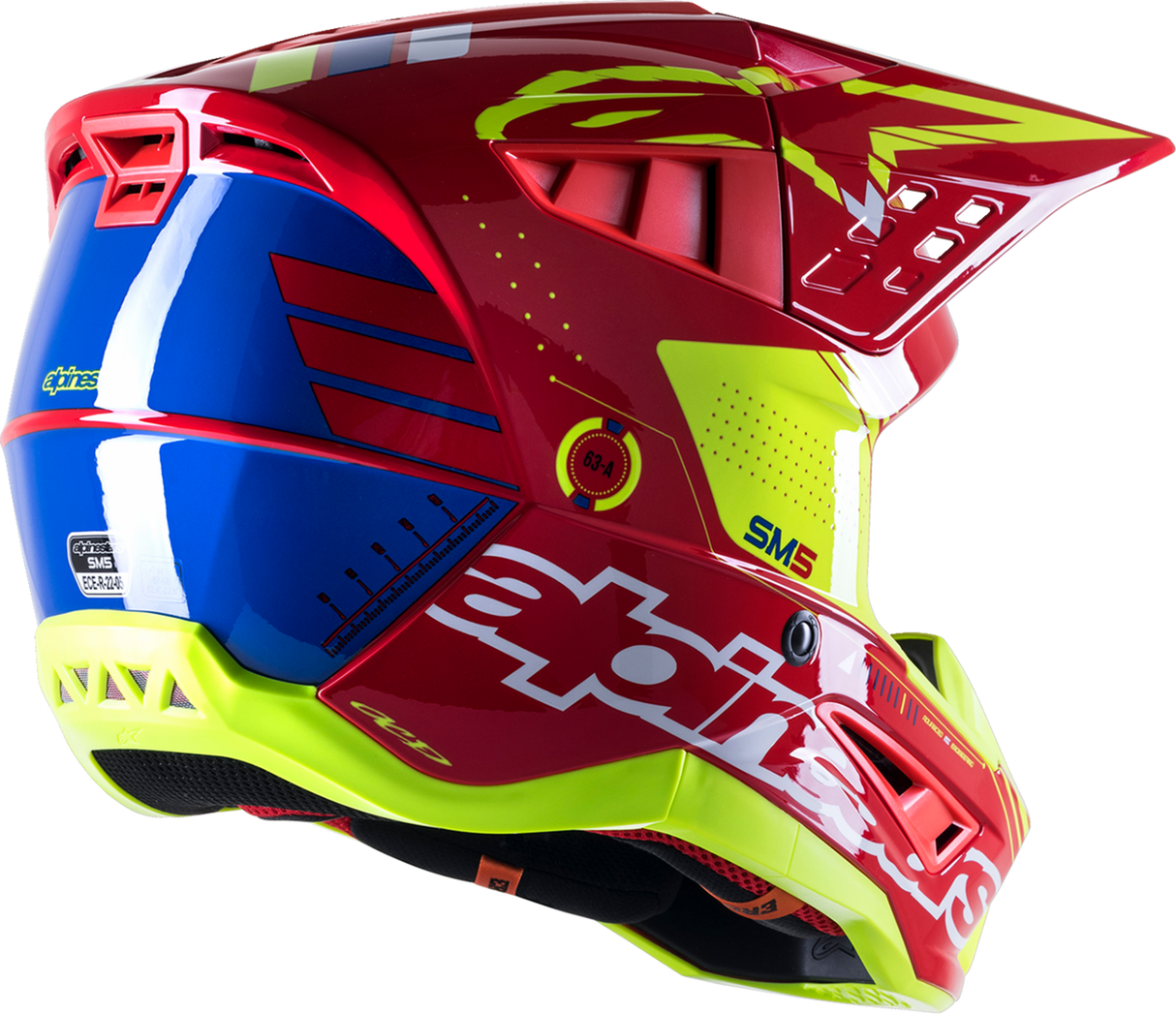 ALPINESTARS SM5 Motorcycle Helmet - Action - Red/White/Fluo Yellow - Medium 8306122-3325-MD