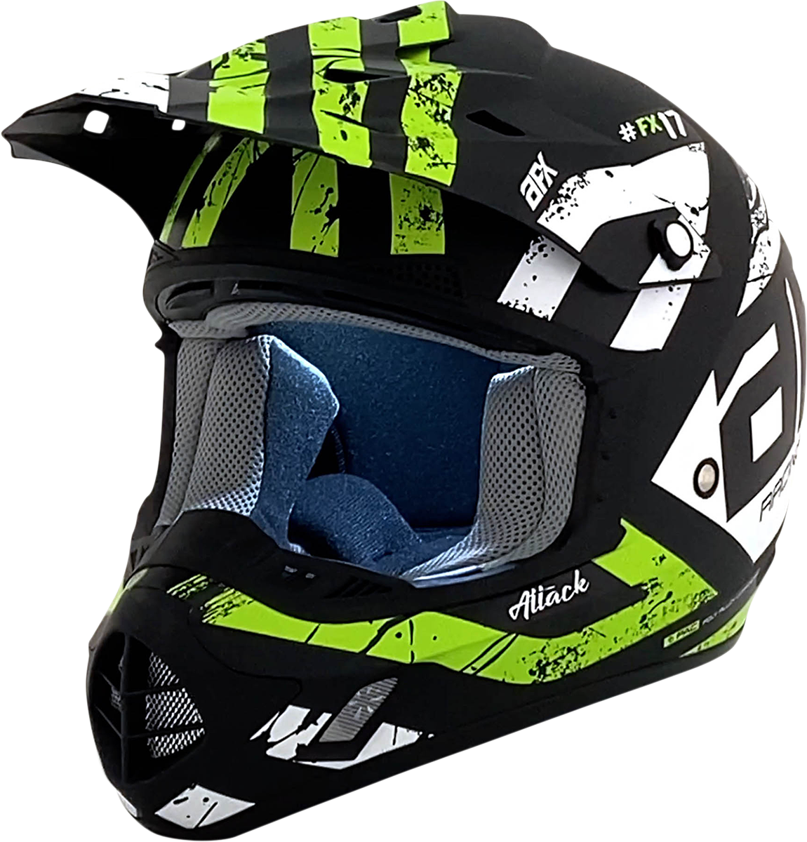 AFX FX-17 Motorcycle Helmet - Attack - Matte Black/Green - XS 0110-7178