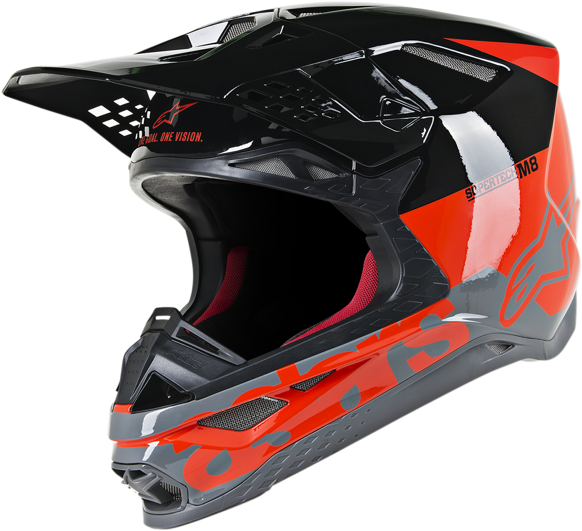 ALPINESTARS Supertech M8 Motorcycle Helmet - Radium - MIPS - Red Fluo/Black/Mid Gray Glossy - XL 8301519-3183-XL