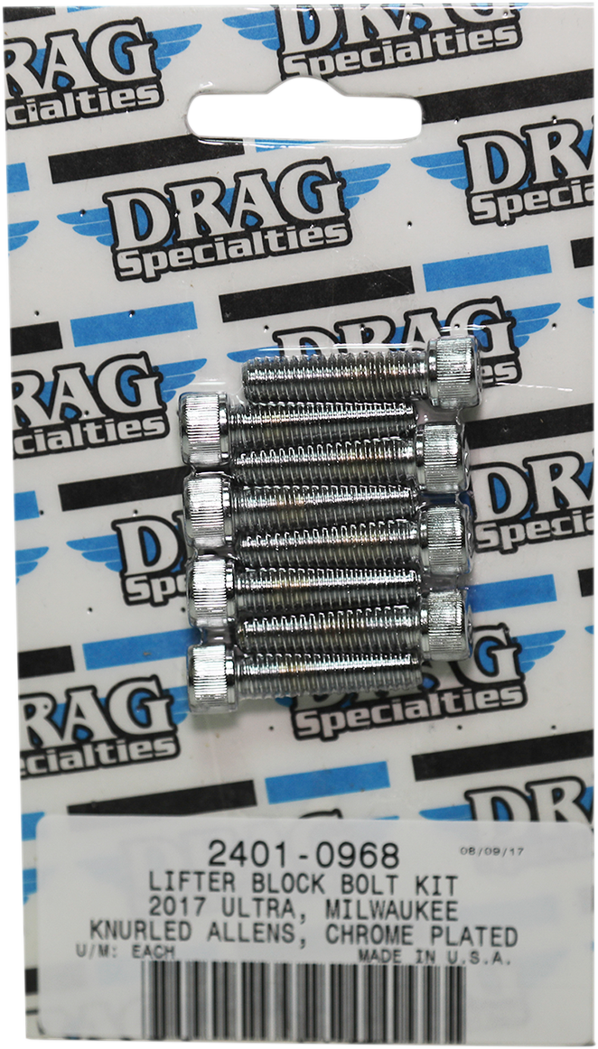 DRAG SPECIALTIES Lifter Block Knurled Bolt Kit - Chrome - M8 MK776