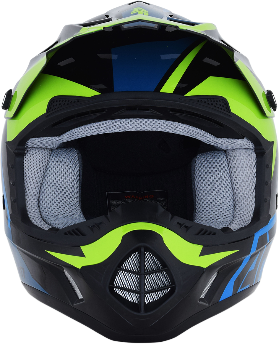 AFX FX-17 Motorcycle Helmet - Aced - Blue/Lime - Large 0110-6501