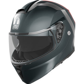 AGV Streetmodular Motorcycle Helmet - Resia - Matte Gray/Silver/Red - Large 2118296002006L