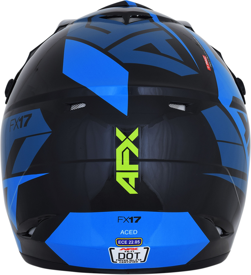 AFX FX-17 Motorcycle Helmet - Aced - Blue/Lime - Medium 0110-6500