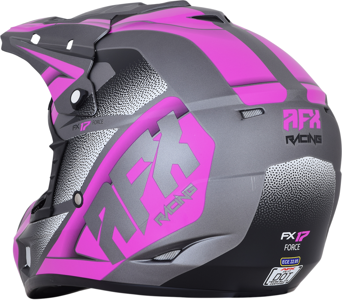 AFX FX-17 Motorcycle Helmet - Force - Frost Gray/Fuchsia - Medium 0110-5210