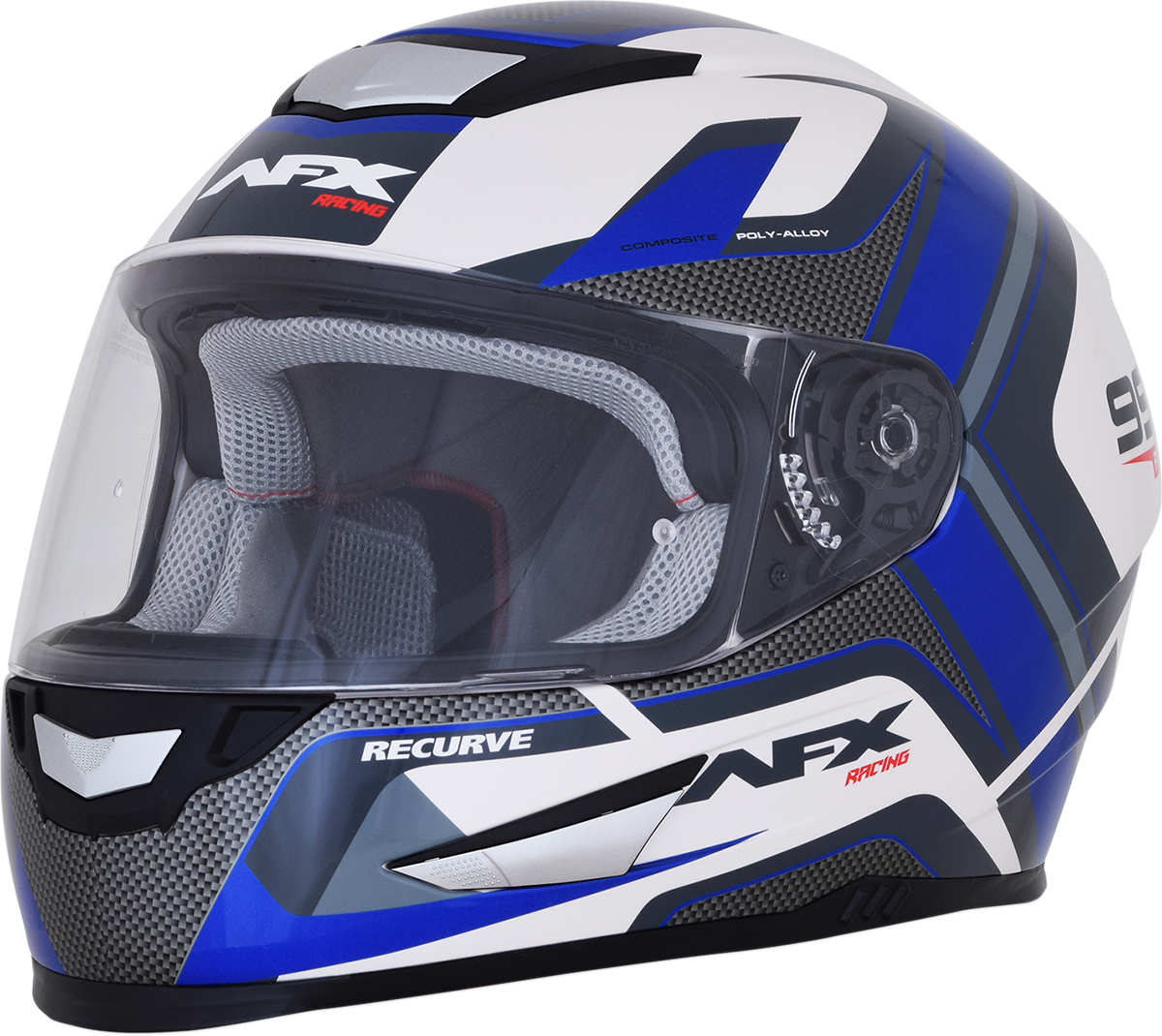 AFX FX-99 Motorcycle Helmet - Recurve - Pearl White/Blue - Large 0101-11123