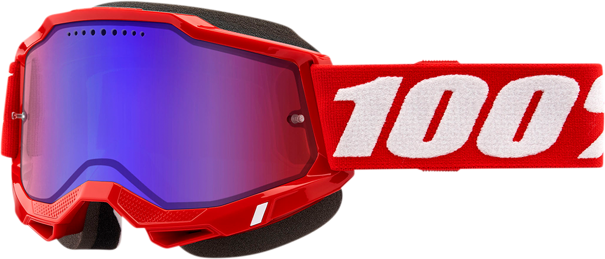 100% Accuri 2 Snow Goggles - Red - Red/Blue Mirror 50022-00005