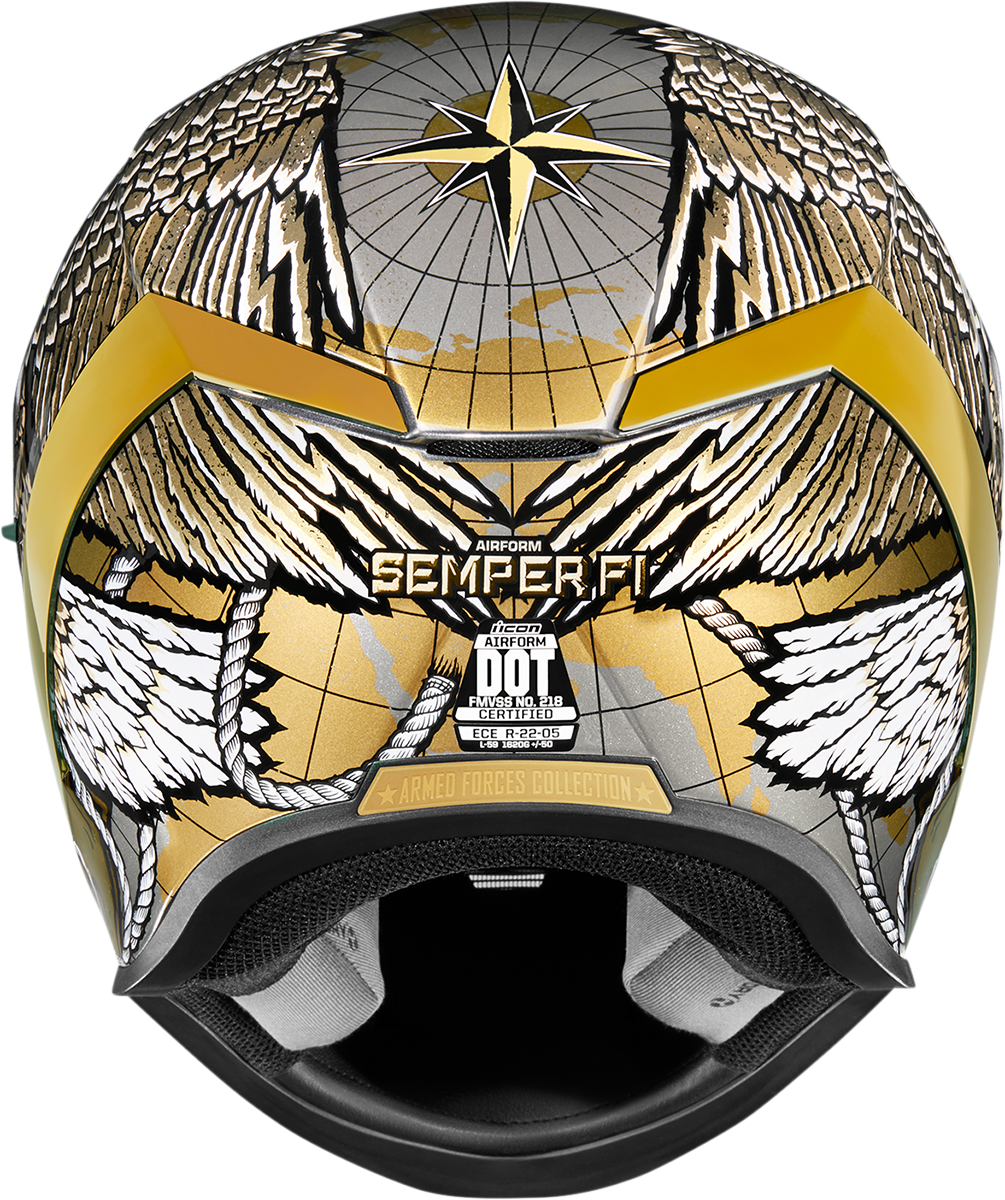 ICON Airform™ Motorcycle Helmet - Semper Fi - Gold - XS 0101-13663