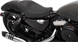 DRAG SPECIALTIES Seat - 3/4 Solo - Double Diamond - Black w/ Black Stitching - '04-'22 XL NO RUBBER BUMPERS 0804-0744