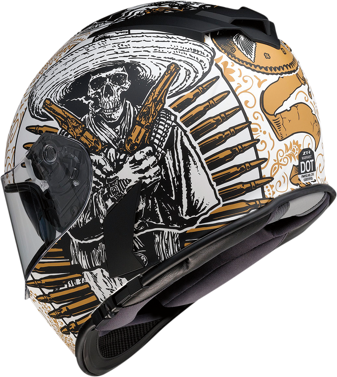 Z1R Warrant Motorcycle Helmet - Sombrero - White/Gold - XS 0101-14164