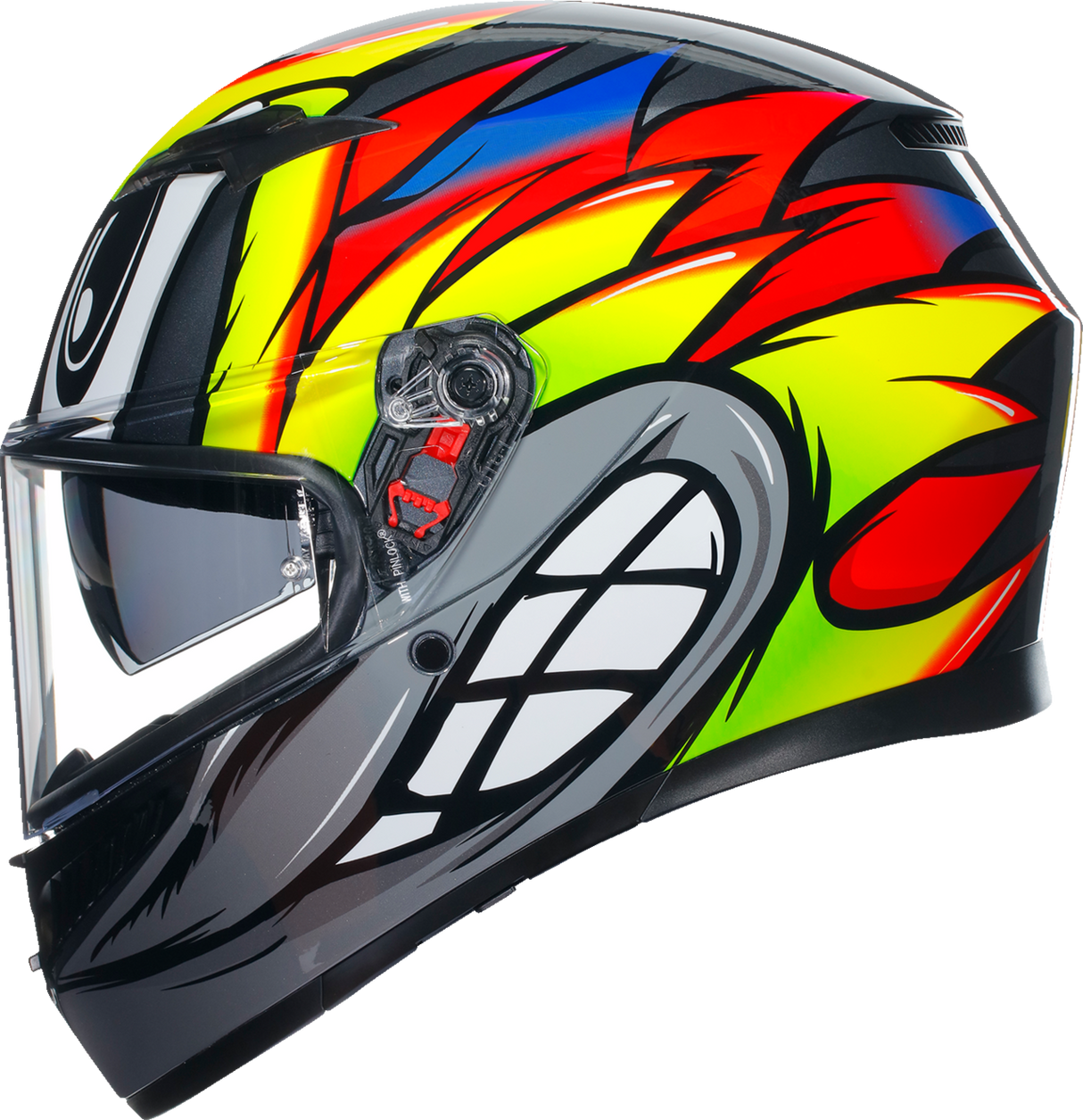 AGV K3 Motorcycle Helmet - Birdy 2.0 - Gray/Yellow/Red - Large 2118381004012L