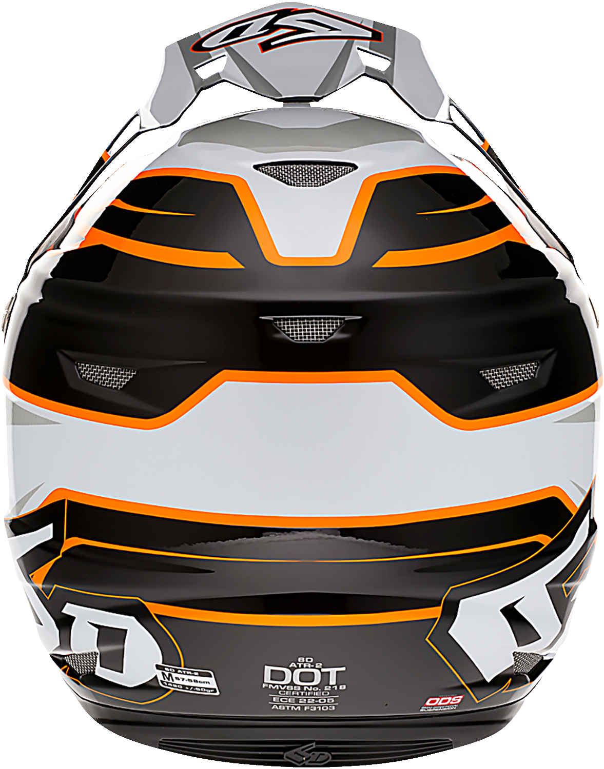 6D ATR-2 Motorcycle Helmet - Phase - White/Orange - XS 12-2824