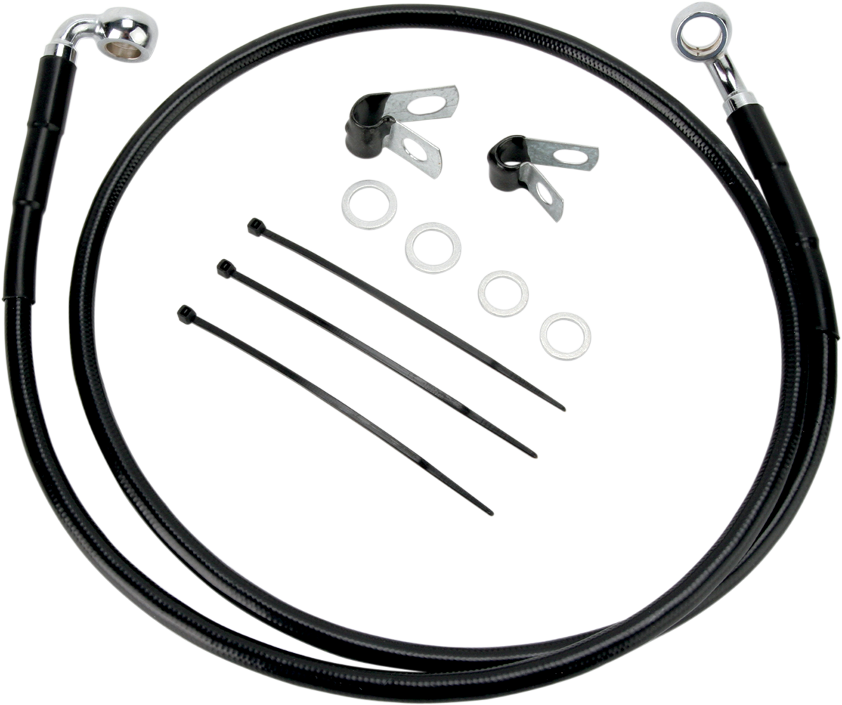 DRAG SPECIALTIES Brake Line - Front - Black - +4" - FXDL '01-'05 640110-4BLK