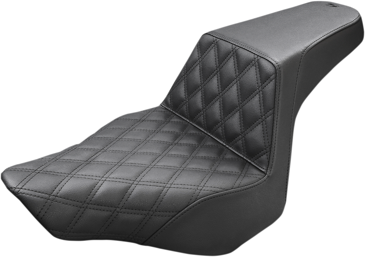 SADDLEMEN Step-Up Seat - Front Lattice Stitch - Black - FXSB 813-27-172