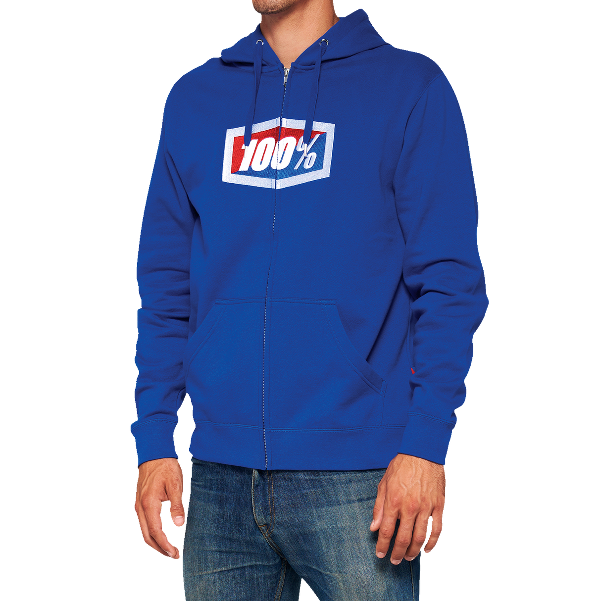 100% Official Fleece Zip-Up Hoodie - Royal - Large 20032-00022