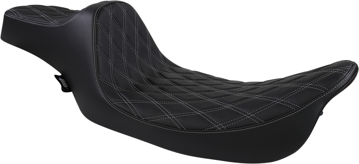 DRAG SPECIALTIES Extended Reach Predator III Seat - Double Diamond - Black w/ Silver Thread NOT A 2-UP SEAT 8011370