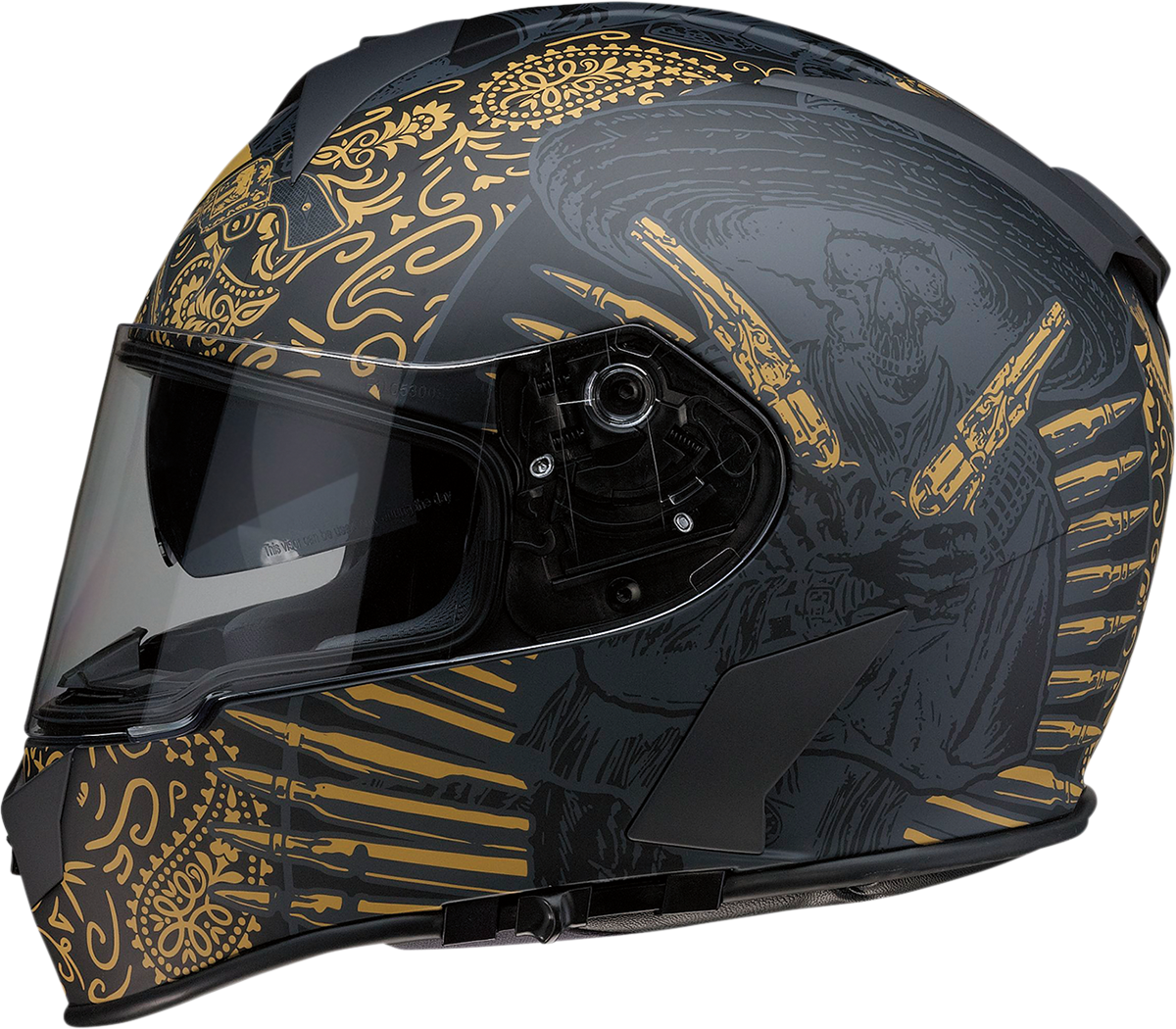 Z1R Warrant Motorcycle Helmet - Sombrero - Black/Gold - Small 0101-14171