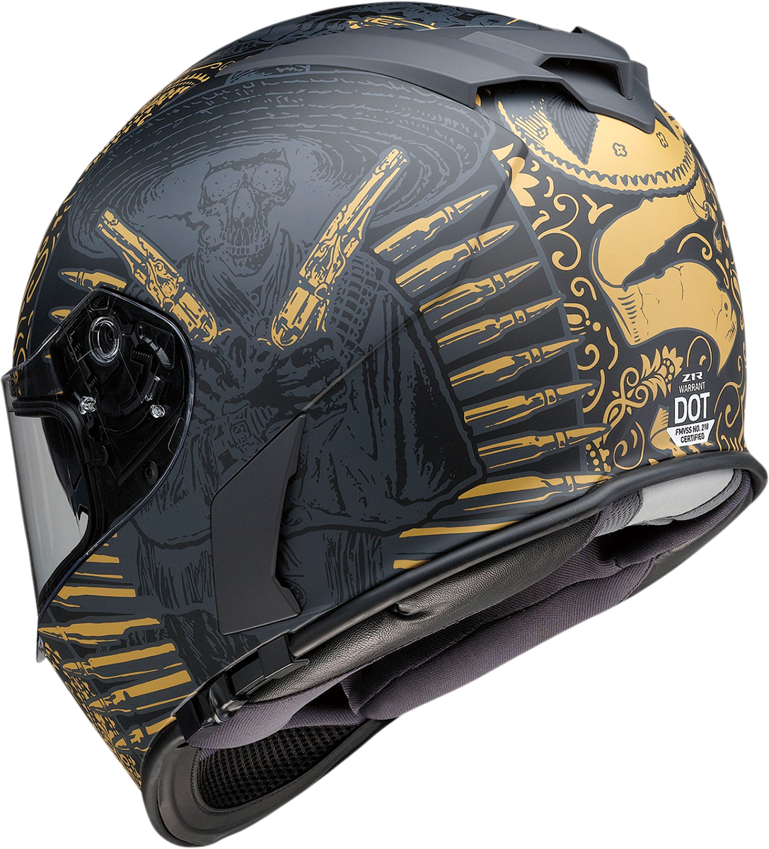 Z1R Warrant Motorcycle Helmet - Sombrero - Black/Gold - Small 0101-14171