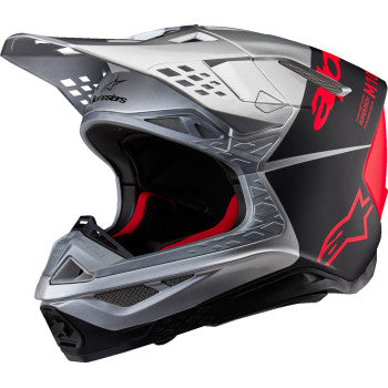 ALPINESTARS Supertech M10 Motorcycle Helmet - Flood - MIPS® - Gloss Silver/Black/Orange Fluo - XS 8301023-1954-XS