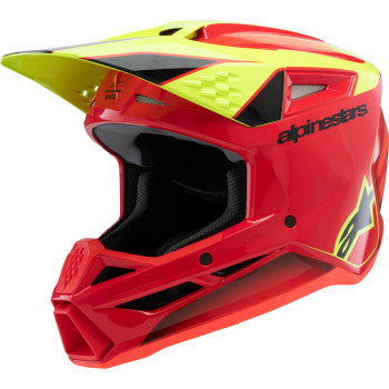 ALPINESTARS Youth SM3 Motorcycle Helmet - Fray - Gloss Red/Yellow Fluo/Black - Large  8301625-3051-YL