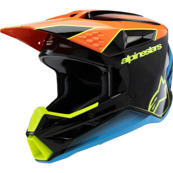 ALPINESTARS Youth SM3 Motorcycle Helmet - Fray - Gloss Black/Orange/Yellow Fluo- Large 8301625-1455-YL