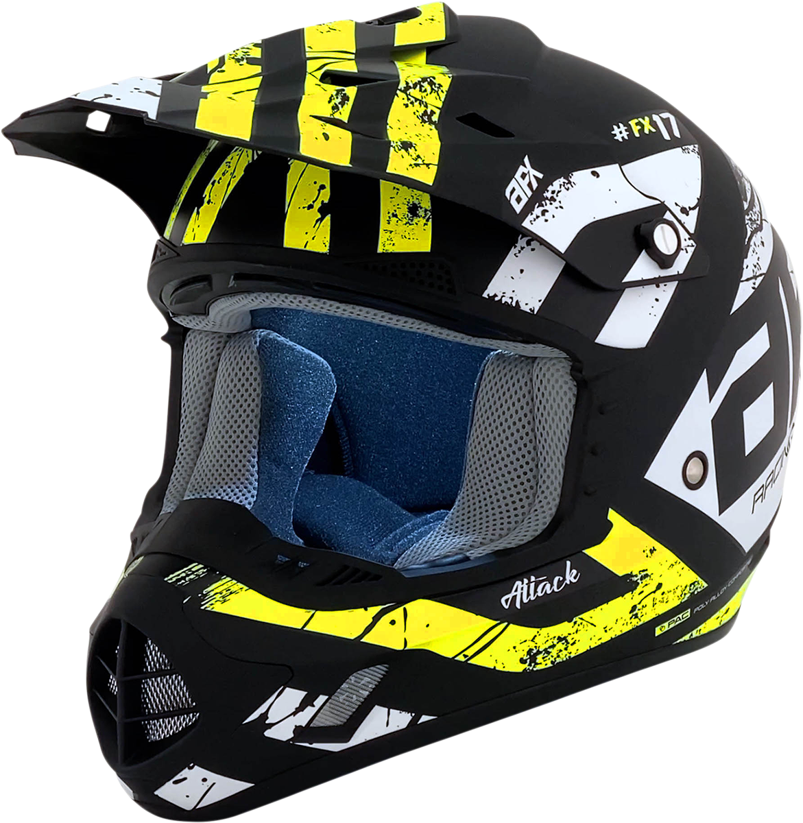 AFX FX-17 Motorcycle Helmet - Attack - Matte Black/Hi-Vis Yellow - Large 0110-7175