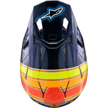 ALPINESTARS Supertech M10 Motorcycle Helmet - TLD Edition 25 - MIPS® - Gloss Dark Blue/Orange/Yellow/Fluo Red - XS  8300225-7156-XS