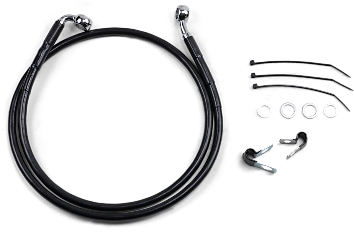 DRAG SPECIALTIES Brake Line - Front - Black - +4" - FXD '00-'05 640112-4BLK