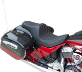 DRAG SPECIALTIES Predator III Seat - Forward Positioning - Double Diamond - Silver Stitching - '14-'22 Indian 0810-2271