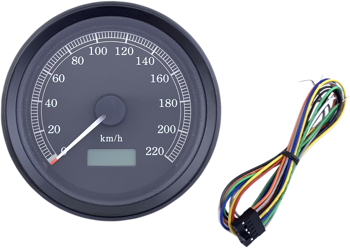 DRAG SPECIALTIES Universal 3-3/8" Programmable Electronic Speedometer - KPH - Black Face - Black Bezel NOT PLUG & PLAY; HARDWIRE T21-69A4BBDSR