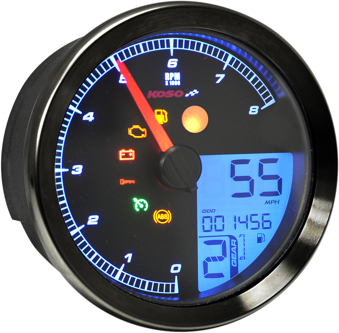 KOSO NORTH AMERICA Multi Function Speedometer/Tachometer - HD-04 - Black BA051231