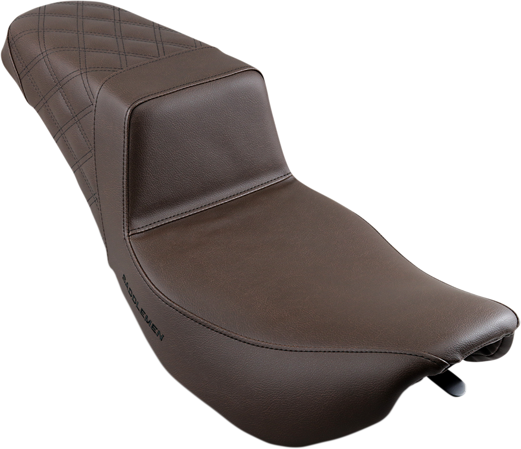 SADDLEMEN Step-Up Seat - Rear Lattice Stitch - Brown 897-06-173BR