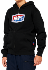 100% Youth Official Zip Hoodie - Black - Medium 20033-00001