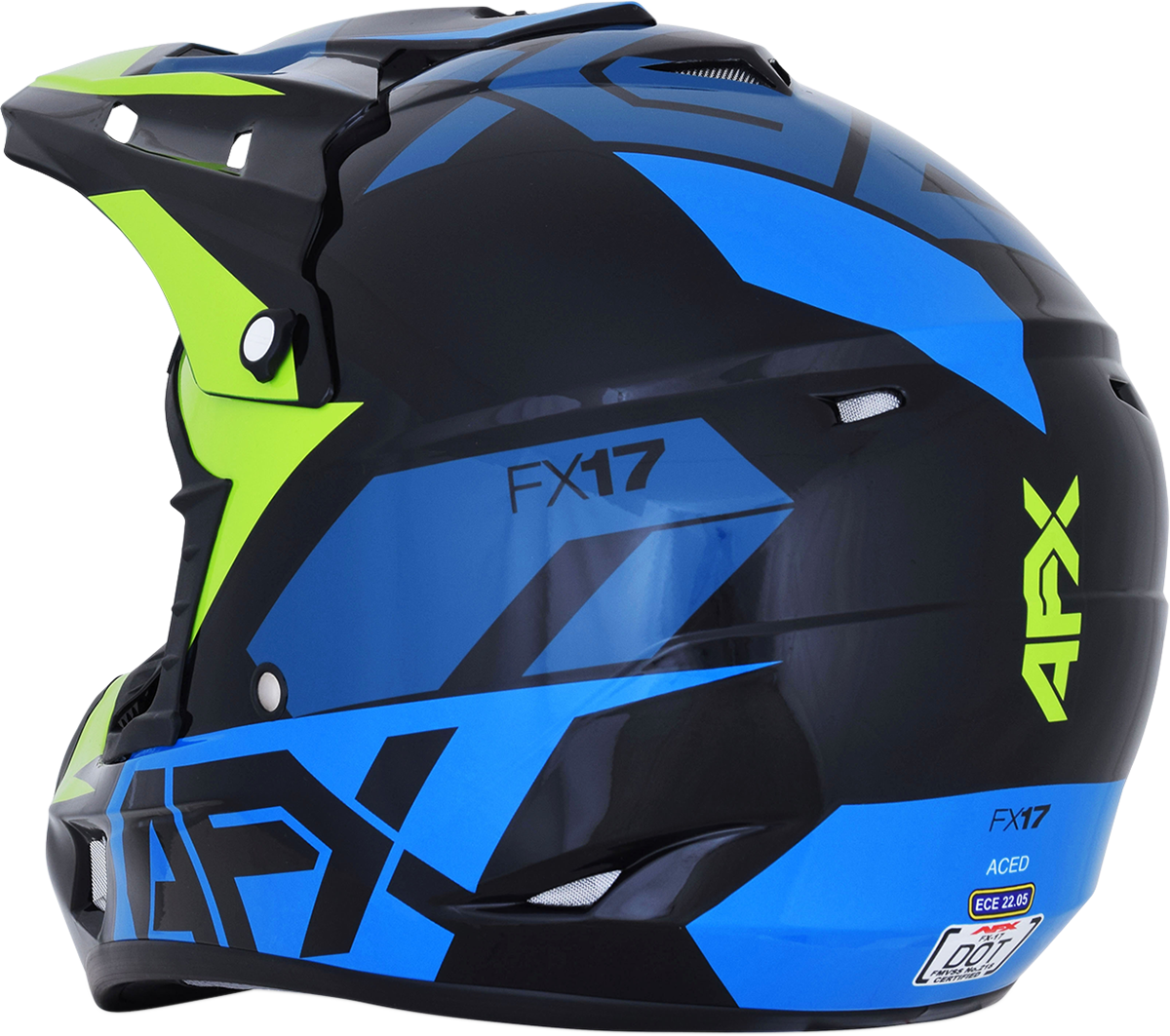 AFX FX-17 Motorcycle Helmet - Aced - Blue/Lime - Large 0110-6501