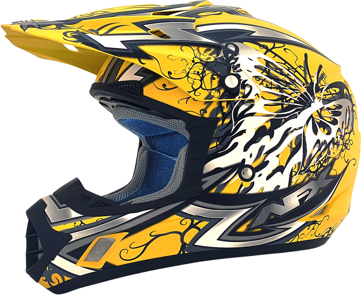 AFX FX-17 Motorcycle Helmet - Butterfly - Matte Yellow - Large 0110-7134